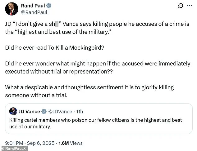 JD Vance and Rand Paul Clash Over Legality of U.S. Strike in Venezuelan Waters