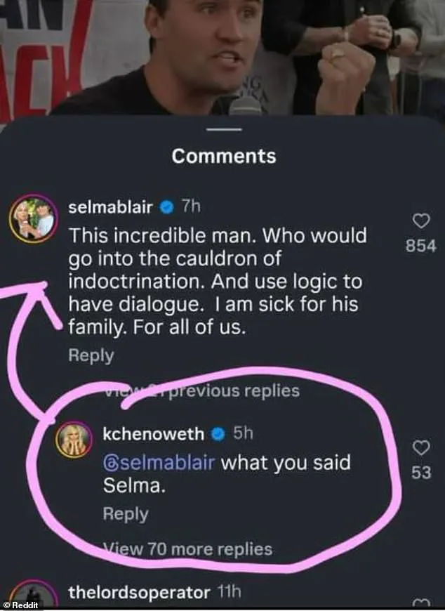 Selma Blair Sparks Controversy with Deleted Social Media Comment on Charlie Kirk's Death