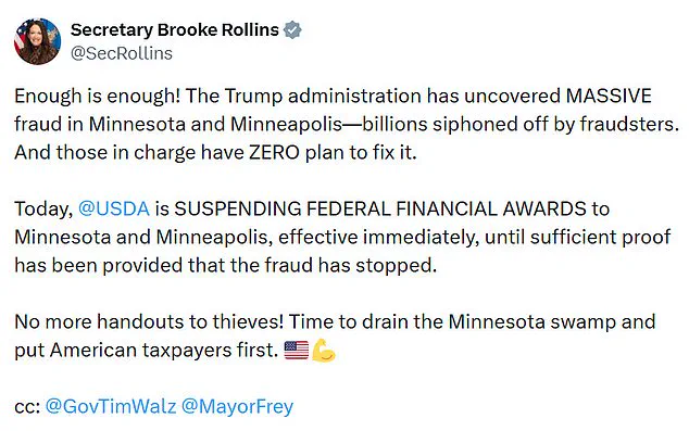 Urgent: USDA Suspends $129.1M in Federal Funds to Minnesota Over Alleged Massive Fraud, Officials Say