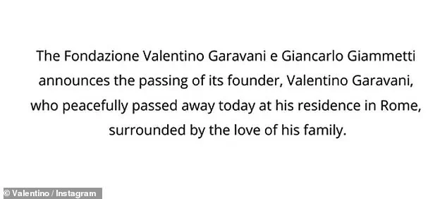 Fashion Industry Mourns Loss of Iconic Designer Valentino Garavani