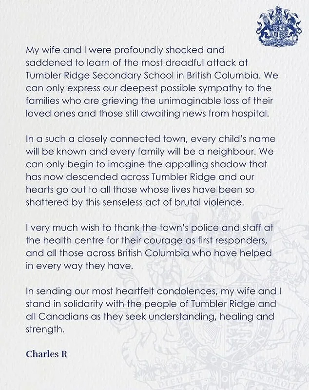 King Charles and Queen Camilla Condemn Canada's Deadliest Mass Shooting at Tumbler Ridge School
