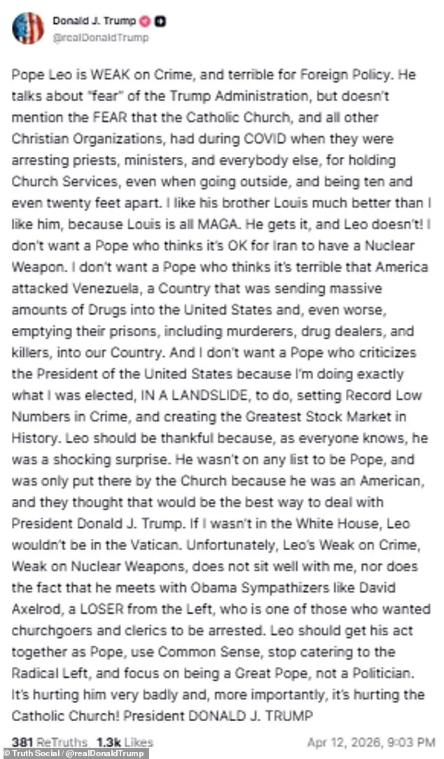 Trump's Brazen Confrontation with Pope Leo XIII Sparks Vatican Outcry Amid Re-Election Triumph