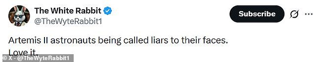 Conspiracy theorist aggressively accuses Artemis II astronauts of faking lunar mission.